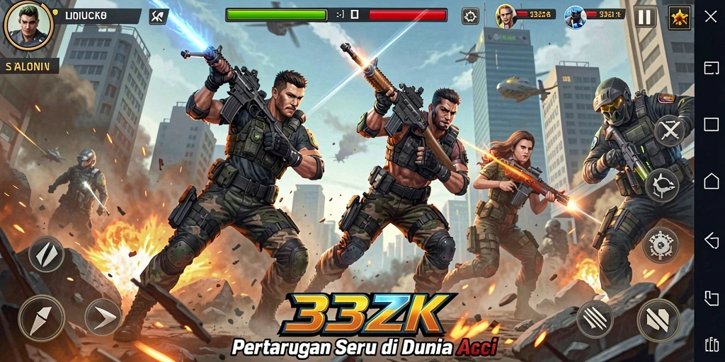 Screenshot gameplay 33ZK dengan pertarungan aksi intens.