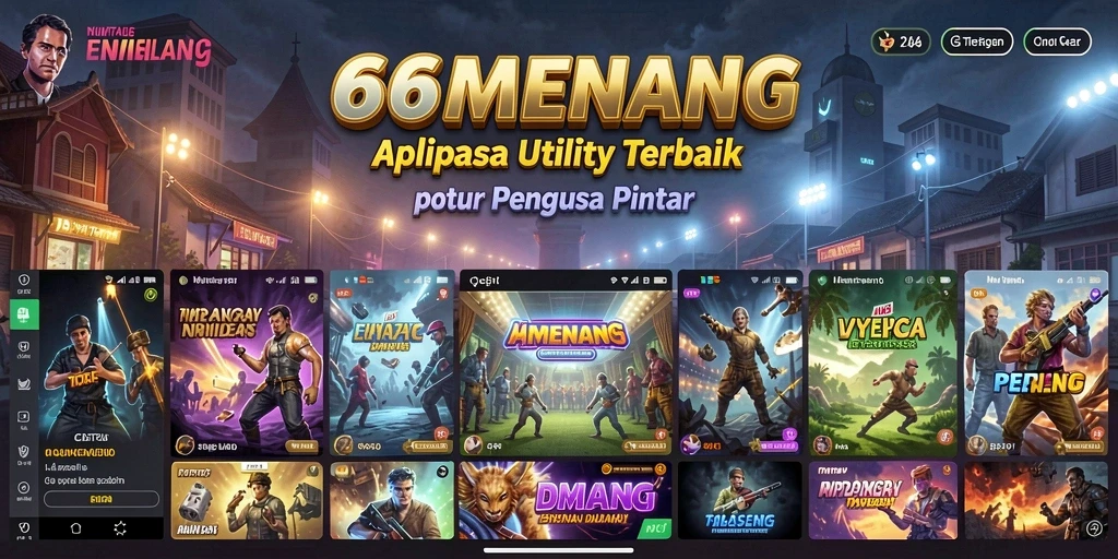 Tampilan utama 66MENANG menampilkan berbagai fitur Utility yang bermanfaat.