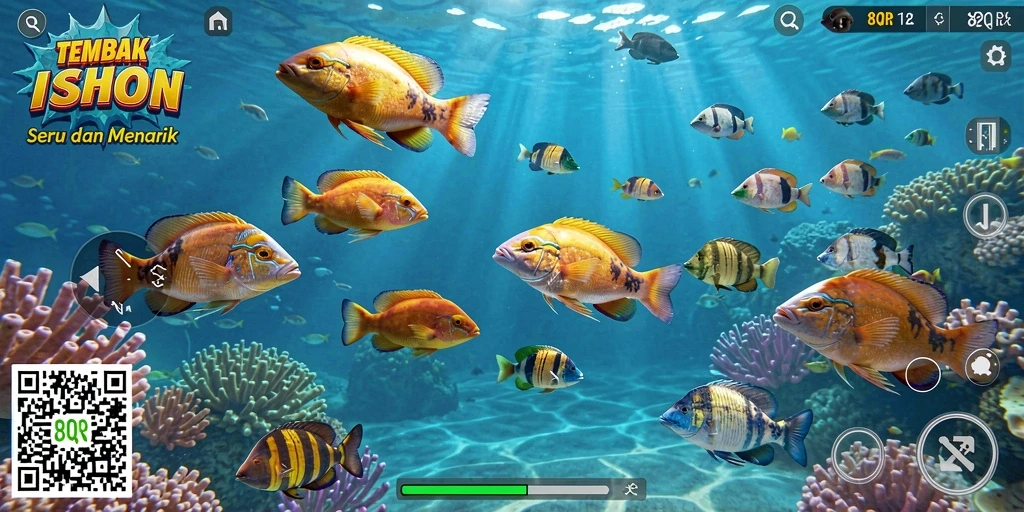 Tampilan gameplay 8QR yang seru dan mengasyikkan dalam Tembak Ikan.