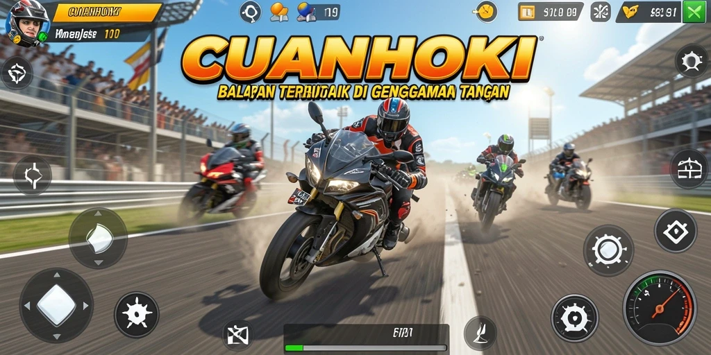 Gameplay mendebarkan balapan motor yang penuh aksi.