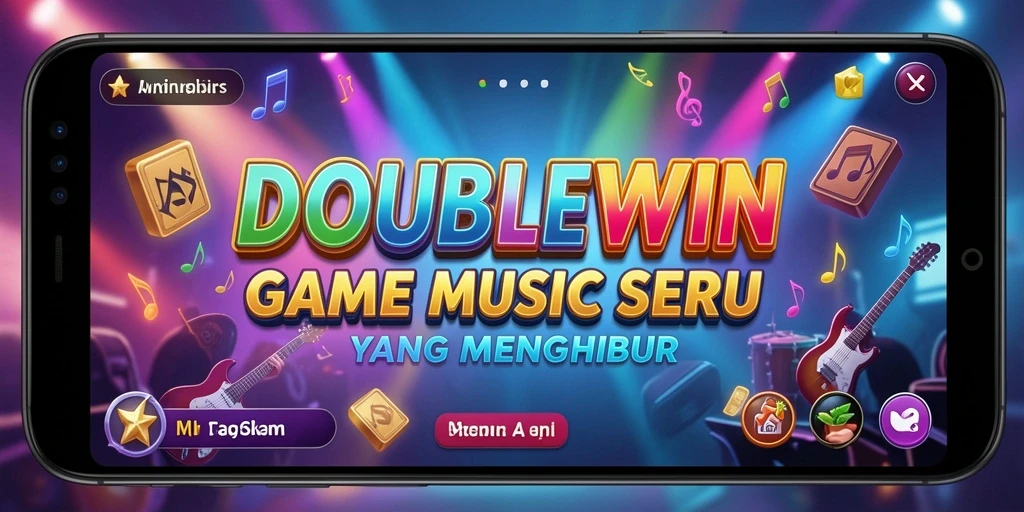 Tampilan gameplay DOUBLEWIN dengan aksi musik yang seru.