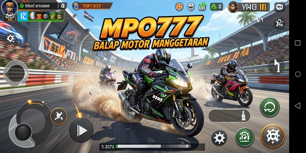 Tampilan menarik dari gameplay balap motor yang mendebarkan.