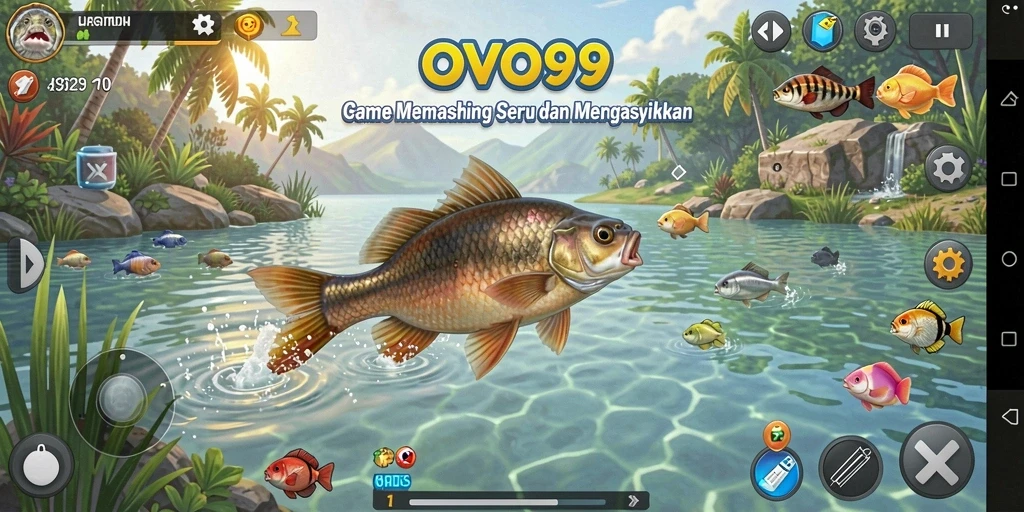 Tampilan gameplay OVO99 menunjukkan suasana memancing yang menakjubkan.