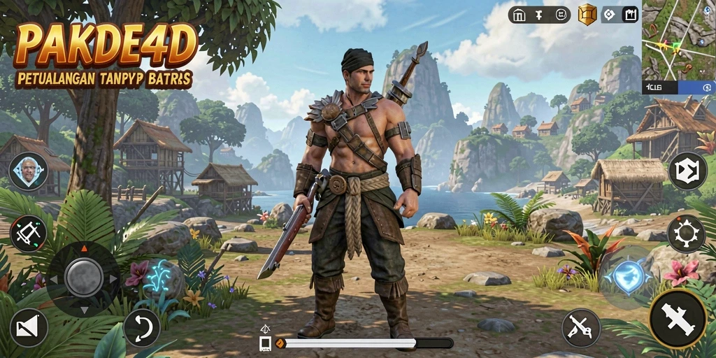 Screenshot gameplay PAKDE4D yang menampilkan petualangan di dunia terbuka.