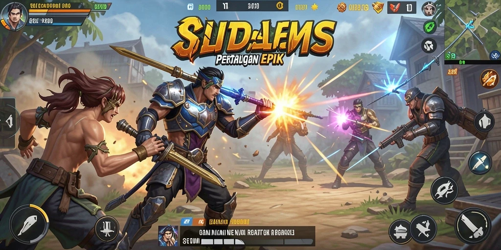 Tangkapan layar gameplay SL999 menampilkan pertempuran intens Battle Royale.