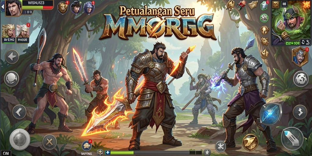 Screeshot gameplay WISNU123 menampilkan pertarungan seru di dunia MMORPG.